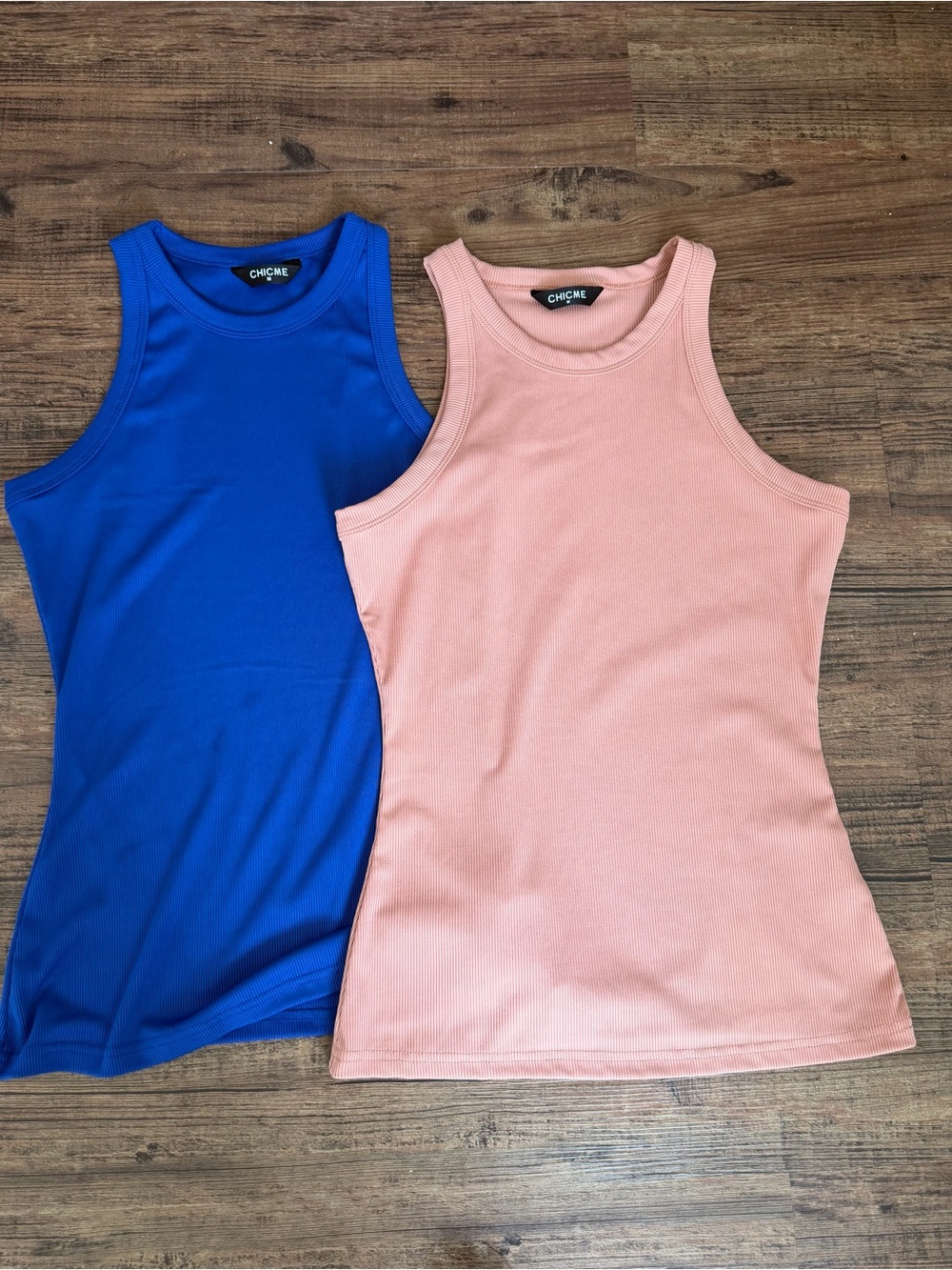 Amazon Ribbed Tank Top Duo - Blue & Dusty Pink